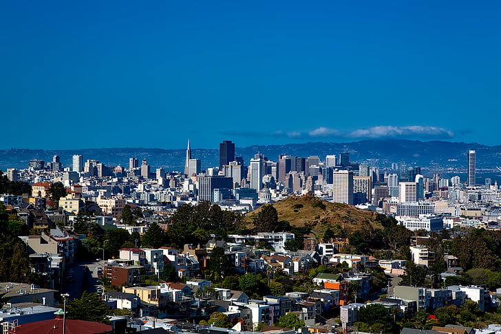 Сан-Франциско, Калифорния, город, цикл, Скайлайн, городской пейзаж, здания