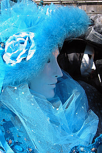 màscara, Carnaval, Venècia, Carnaval de Venècia, Itàlia, disfressa, blau