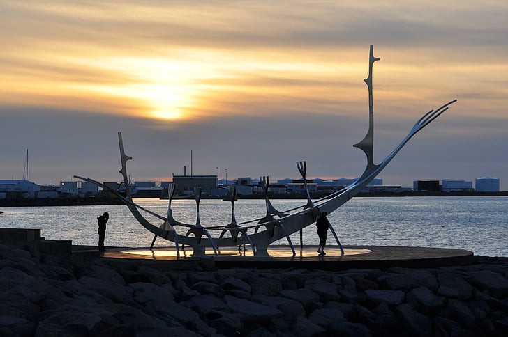 Reykjavik, Island, lađe, skulptura, Viking, solfar, Sunce putnik