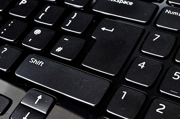klawiatury, szczelnie-do góry, nowoczesne, laptopa, klucz, alfabet, wiersz
