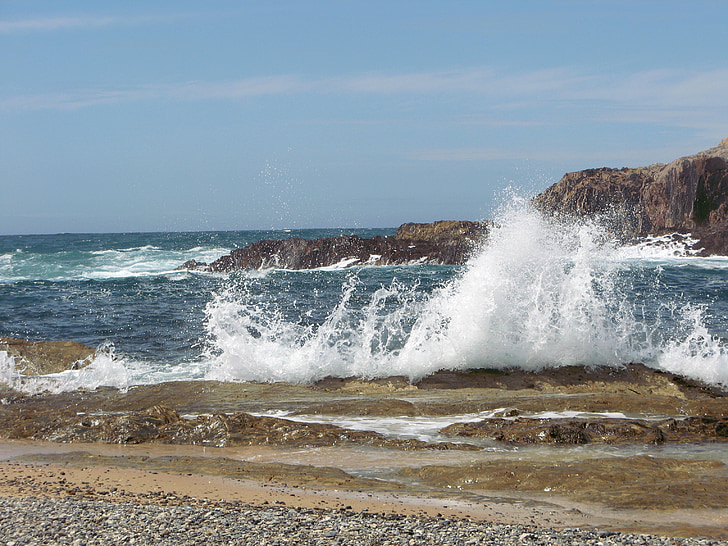okyanus, sprey, kayalar, sörf, çakıl taşları, su, dalgalar