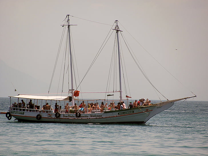 Schooner, perahu, naik, hari libur, Mar, Wisatawan, kapal