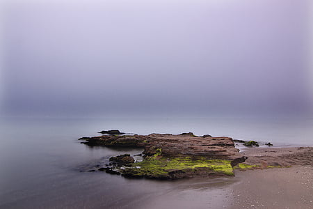 beach, fog, horizon, nature, ocean, sand, sea