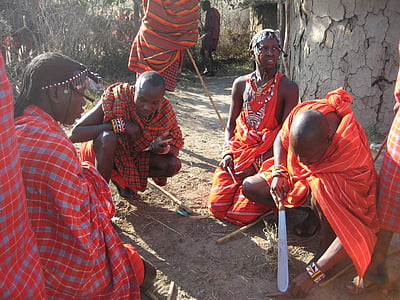Afrika, Kenya, Masai, röd, kulturer, personer, ursprungsbefolkningarnas kultur