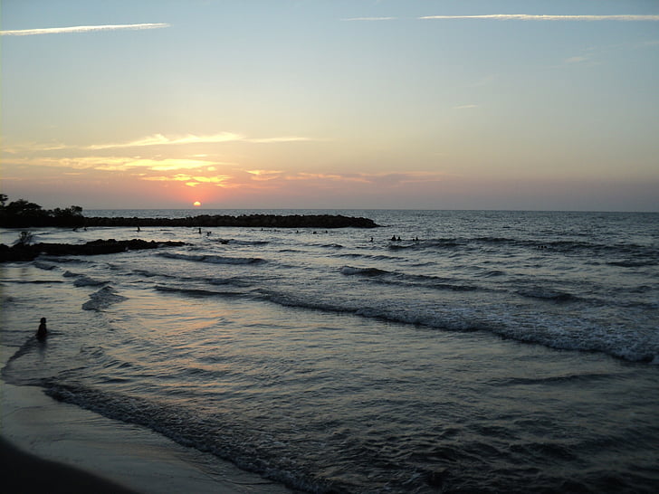 sunset, sun, beach, sky, colombia, sea