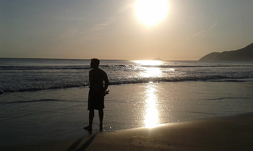 Reflexion, von den Sonnenuntergängen, Strand, Meer, Sonnenuntergang, Silhouette, im freien