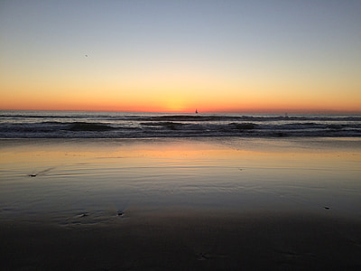 пляж, Калифорния, США, Закат