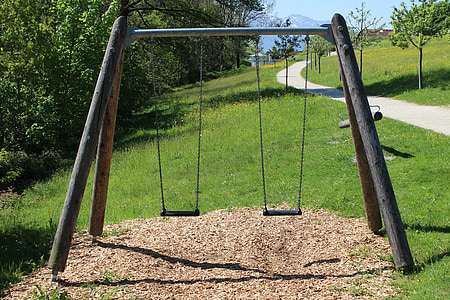chains swing, swing, rock, playground, swing device, game device