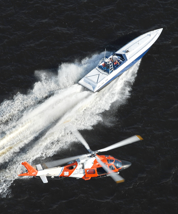 helikopter, speedbåd, os coast guard, båd, retshåndhævelse, smugling, militære