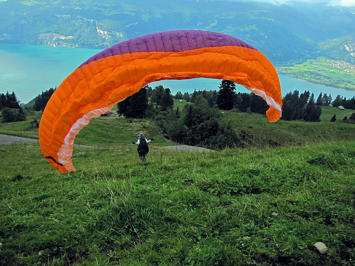 fallskjerm, kjører, Start, starter, paragliding, ekstremsport, sport