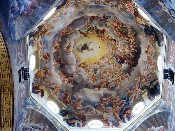 Itálie, Parma, Katedrála, kopule, Freska, Correggio, předpoklad