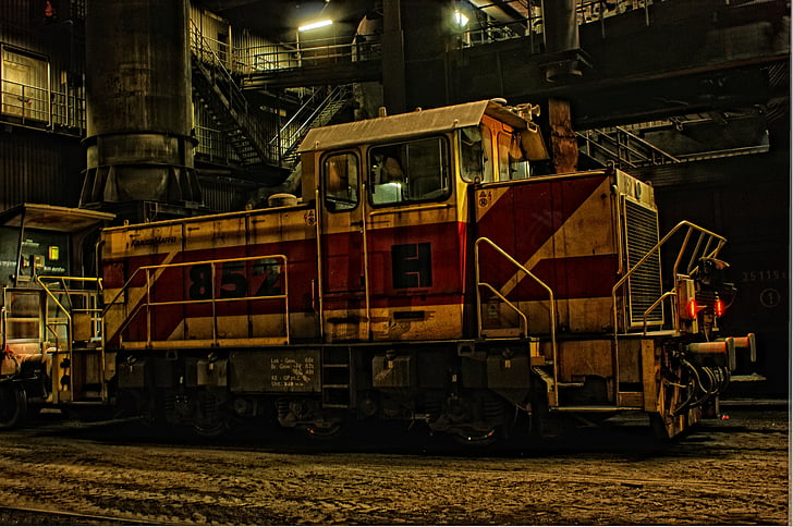 Lokomotive, Switcher, Lok, Schienen, HDR, Eisenbahn, Zug