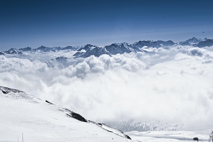 hiver, ski, neige, alpin, montagnes