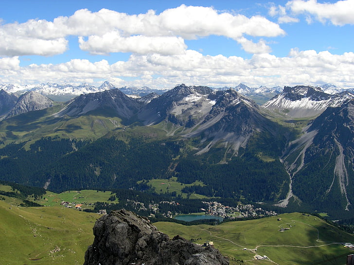 Arosa, Швейцария, планински, небе, планини, облаците, природата