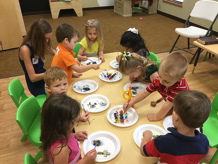 preschoolers, arts and crafts, kids learning, child, education, people, girls