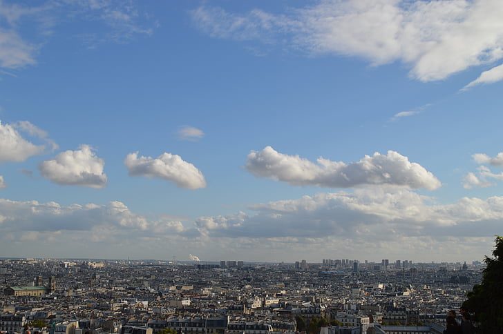 Paříž, obloha, Horizont, střecha, krajina, Panoráma města, Architektura