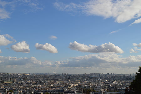 Paris, bầu trời, chân trời, mái nhà, cảnh quan, cảnh quan thành phố, kiến trúc