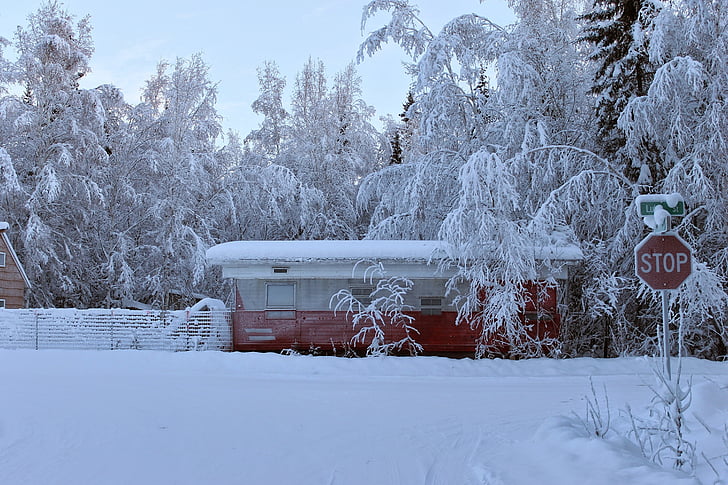 Alaska, snø, trailer, Vinter, kalde, isen