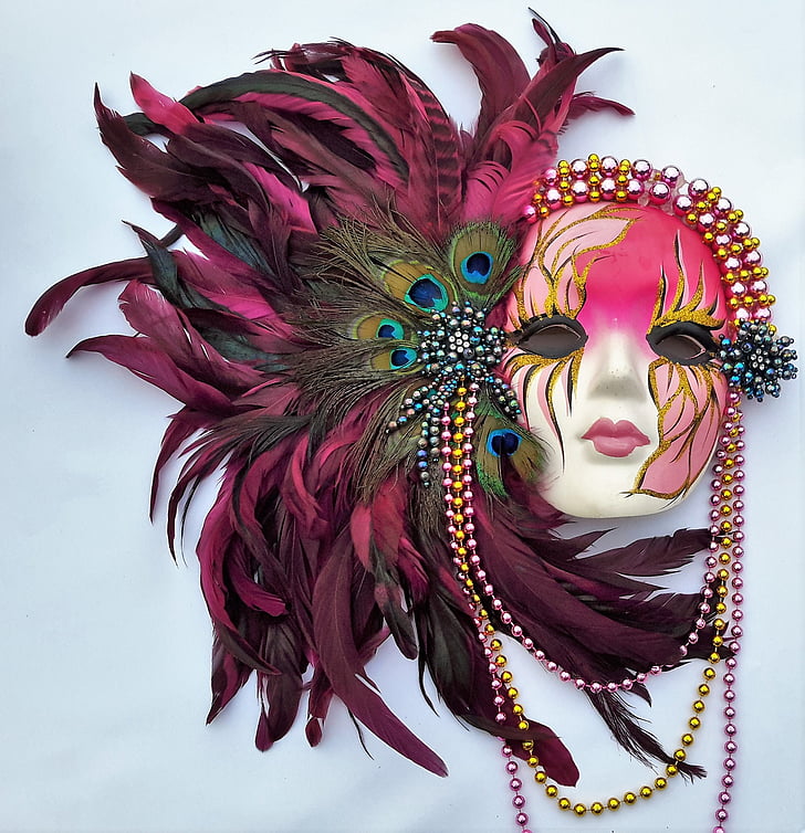 Mar di gras, Mardi gras, masken, färgglada, fjädrar, Mardi gras mask, part