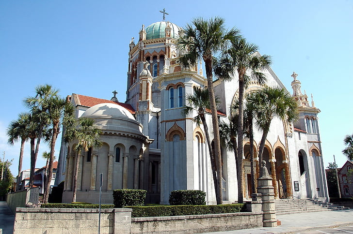 church, cathedral, st augustine, florida, steeple, historic, landmark
