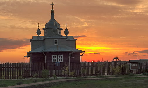 Igreja, pôr do sol, Templo de, religiosa, Igreja Ortodoxa