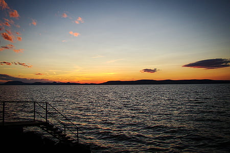 Balatonsjön, Siófok, solnedgång, ungerska havet