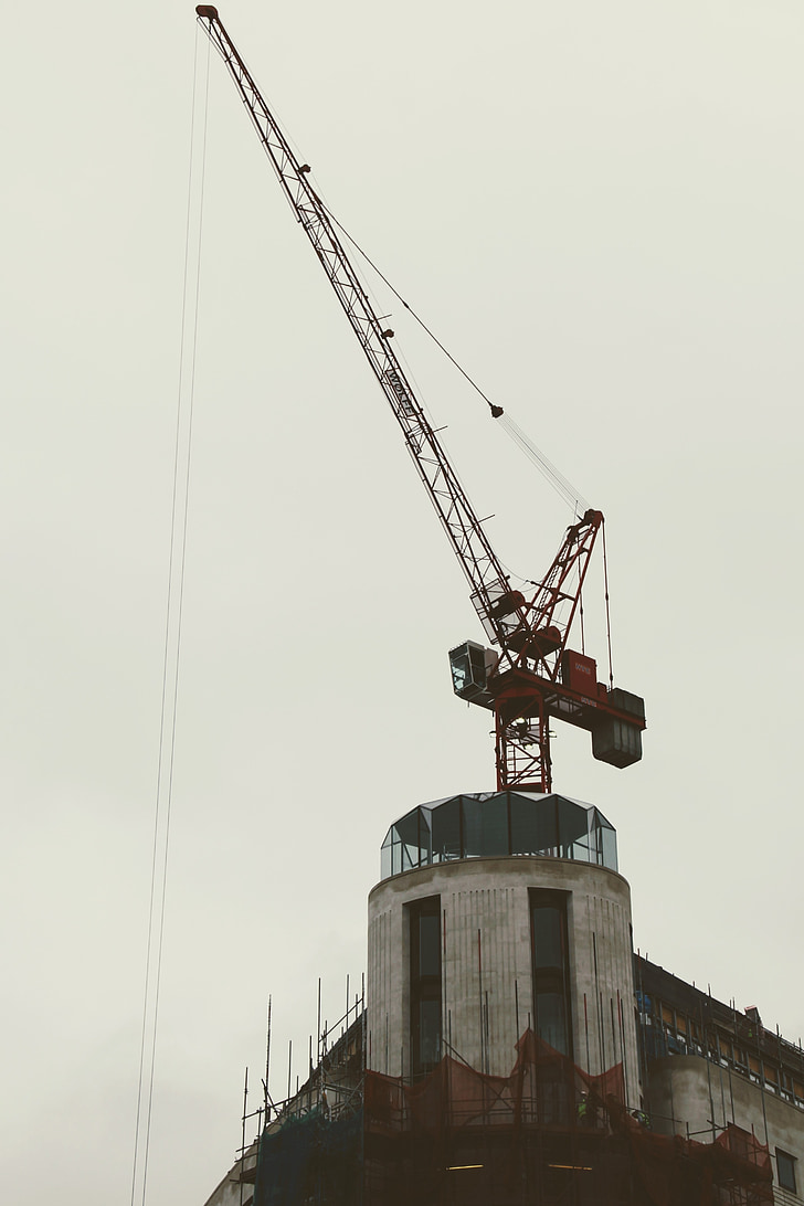 london, construction work, crane, building, sky, baukran, technology