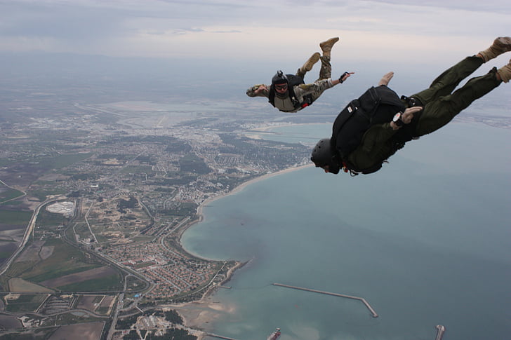 скачане с парашут, скок, висока надморска височина, падане, парашутизъм, военни, обучение