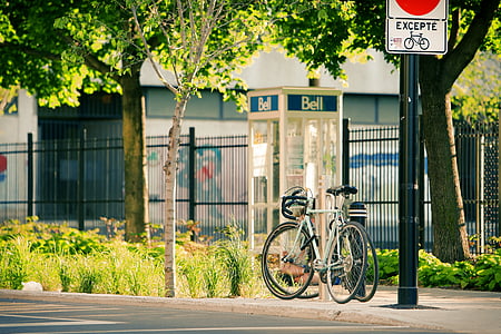 Montreal, Québec, bicicleta, rua, pavimento, urbana, bicicleta