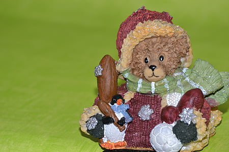 Teddy, Natal, hadiah, beruang, keramik, angka-angka keramik, Santa claus