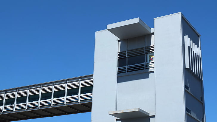 edifício, céu azul, arquitetura, moderna, cidade