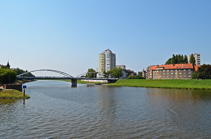 Opole, City, Râul, pojar, clădiri, turism, Panorama