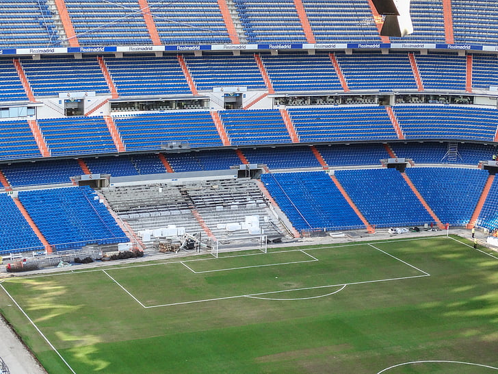Stadium, fungerar, södra fond, Porter, gräsmatta, vakuum, Madrid