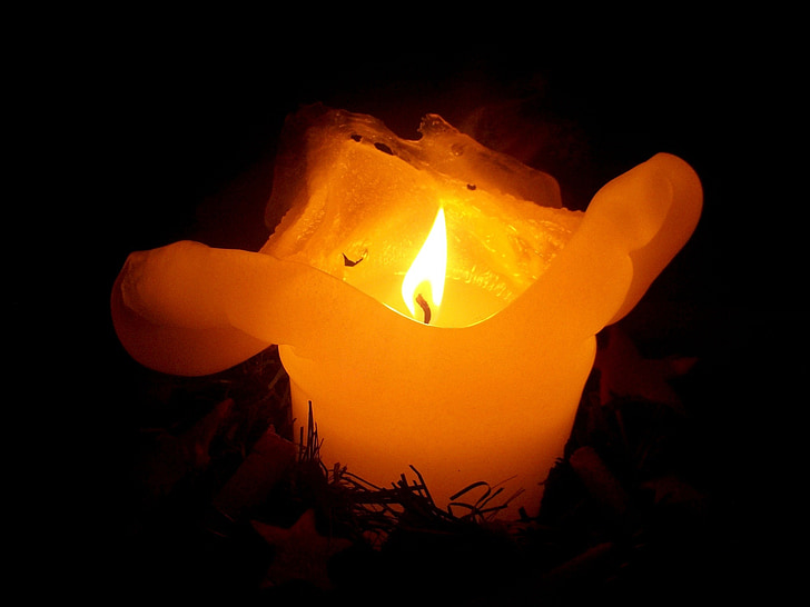 Espelma, Nadal, contemplatiu, calor, llum, flama, ambient