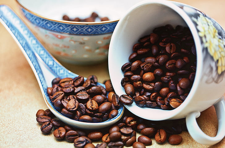 café, grains de café, café grain, café torréfié, la variété de café, Arabica, robusta