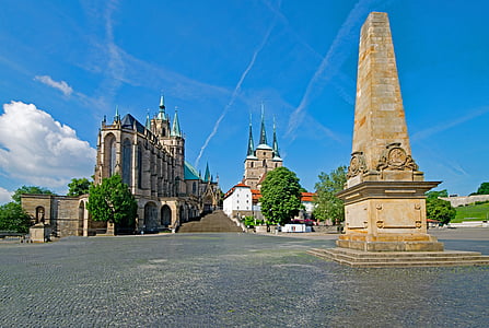 埃福特大教堂, 大教堂广场, 埃尔福特, 德国图林根州, 德国, 旧城, 感兴趣的地方