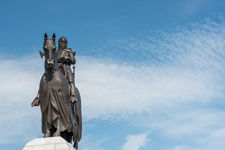 robert the bruce king of scots, statue, scotland, history, medieval, monument, sky