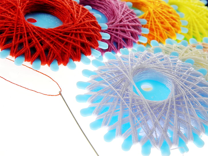 thread, yarn, sew, needle, colorful, nähutensilien, sewing thread