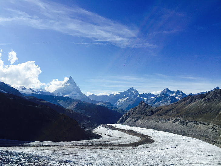 ledovec, Zermatt, sníh, Valais, série 4000, krajina, vysoké hory