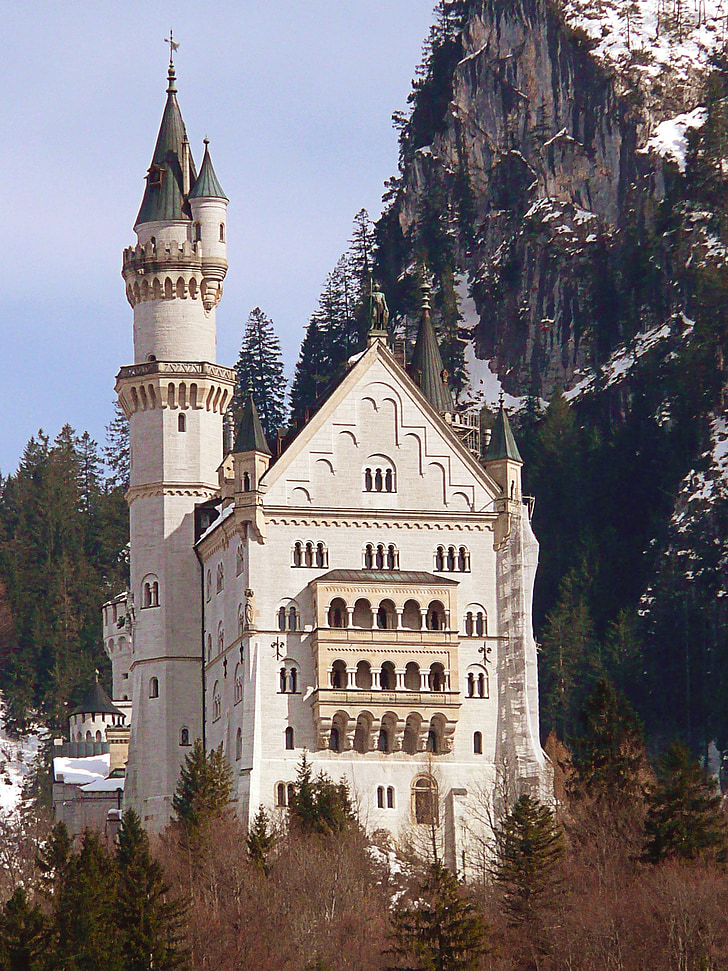 neuschwanstein, castle, king ludwig the second, bavaria, luxury, romanesque revival style, germany
