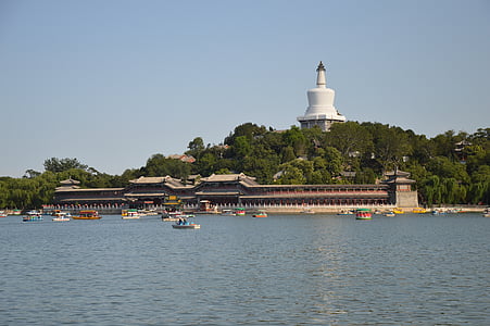 pagoda, beijing, china, tourism, travel, lake, hill