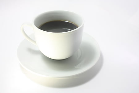 biela, keramické, káva, pohár, tanierik, čierna, espresso