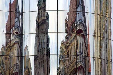 Haas-haus, haza, üveg homlokzat, homlokzat, tükrözés, üveg, Bécs