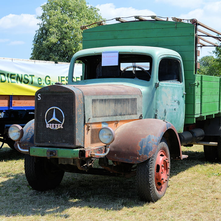 truck, oldtimer, historically, unrestored, mercedes-l4500s, german empire, long hauber