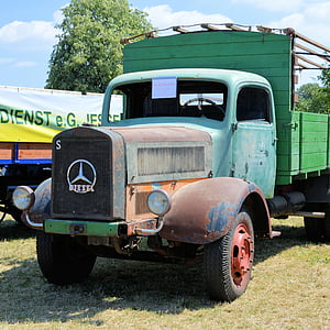 Truck, Oldtimer, historicky, nerestaurováno, Mercedes-l4500s, nemeckej ríše, dlhé hauber