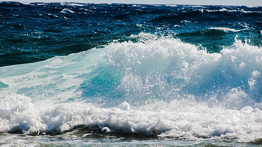 wave, smashing, sea, beach, nature, spray, foam