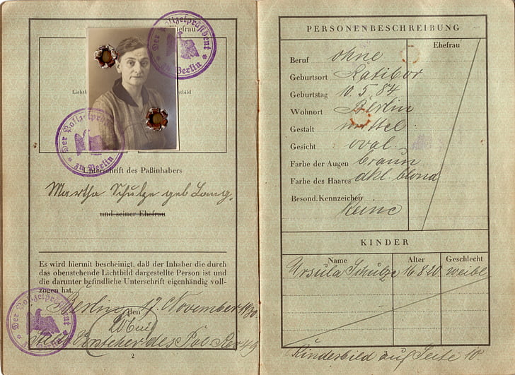 passport, old, vintage, 1930, deusches rich, retro, travel