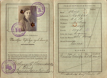 Pass, alt, Jahrgang, 1930, Deusches reich, Retro, Reisen