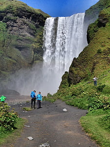 fossefall, Island, natur, vann, landskapet, islandsk, naturlig