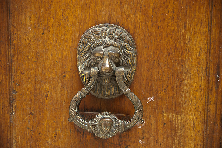 doorknocker, Vintage, dörr, trä, Door knocker, dörrhandtaget, trä - material